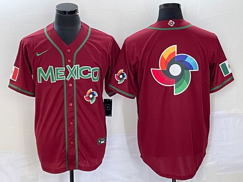 Men 2023 World Cub Mexico Blank Red Nike MLB Jersey27
